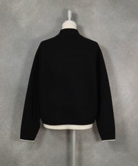 レター刺繍ジップニットブルゾン（ブラック）後ろ