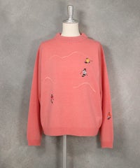 スキーピコ刺繍ニット（ライトオレンジ）前