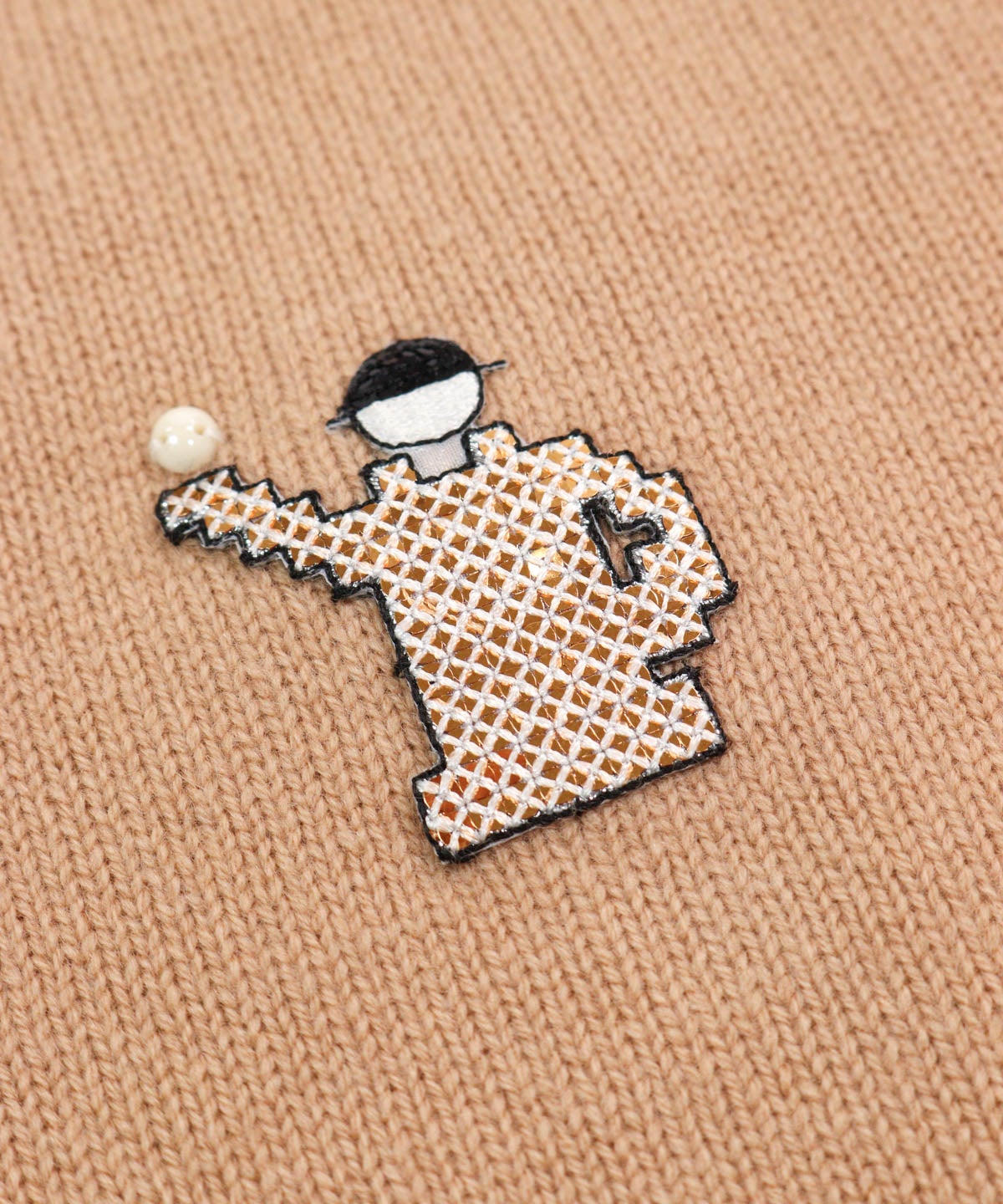 刺繡部分(キャメル)