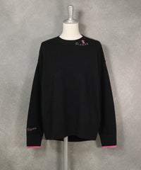 ウール100％ビーズ刺繍ニット（ブラック）前