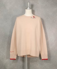 ウール100％ビーズ刺繍ニット（ベージュ）前