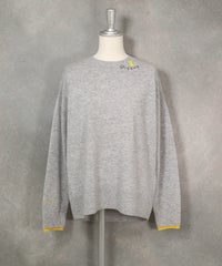 ウール100％ビーズ刺繍ニット（ライトグレー）前