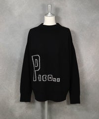  ウール混ロゴレタリングニット（ブラック）前