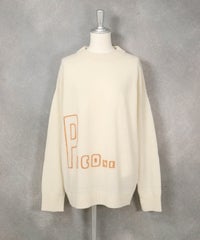  ウール混ロゴレタリングニット（ホワイト）前