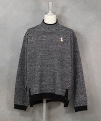 メランジ調配色スリットニット（ブラック）前