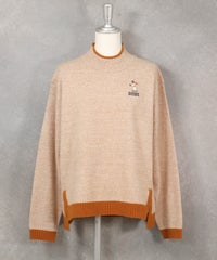 メランジ調配色スリットニット（キャメル）前