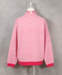 メランジ調配色スリットニット（ピンク）後ろ