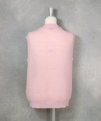 モヘヤウール混モチーフニットベスト（ピンク）後ろ
