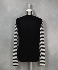 ウール100％前後切替リブニット（ホワイト×ブラック）後ろ