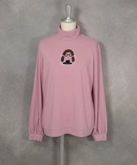 チュール刺繍発熱プルオーバー（ピンク）フロント
