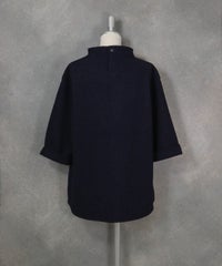 ウール混七分袖プルオーバー（ネイビー）バック