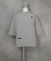 ウール混七分袖プルオーバー（ライトグレー）フロント