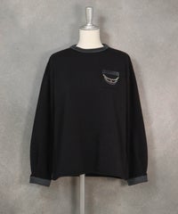 裏起毛パールポケットプルオーバー（ブラック）フロント
