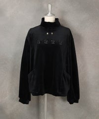 ベロアスタンドネックプルオーバー（ブラック）前