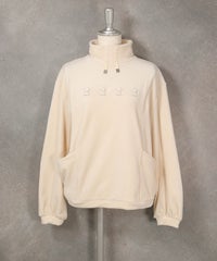 ベロアスタンドネックプルオーバー（ホワイト）前