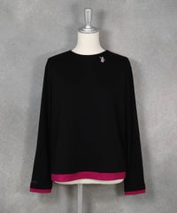 ワッペン付きバイカラープルオーバー（ブラック）