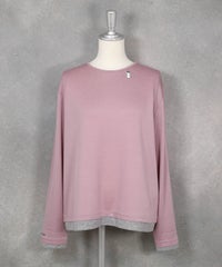 ワッペン付きバイカラープルオーバー（ピンク）