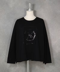 コットン混スパンコールプルオーバー（ブラック）