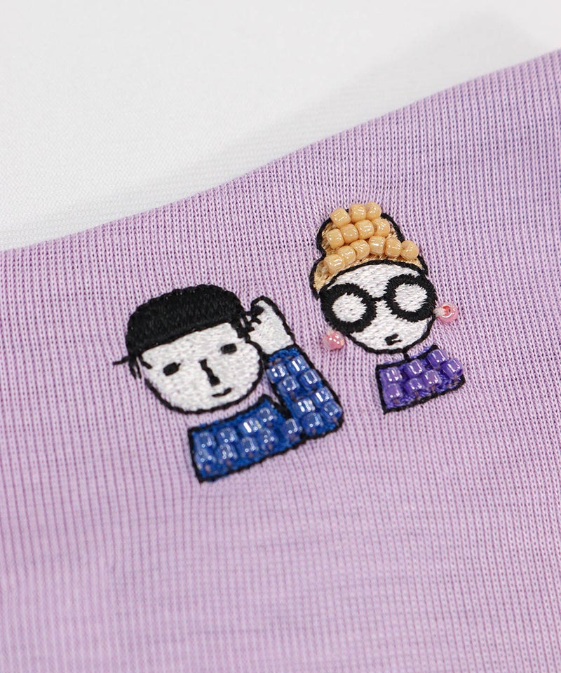 ネック部分ビーズ刺繍（ライトパープル）
