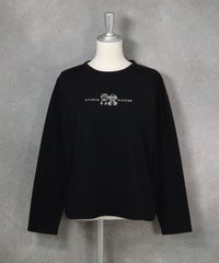 コットン100％発泡プリントプルオーバー(ブラック）前