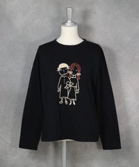 コットン100％プリントプルオーバー（ブラック）前