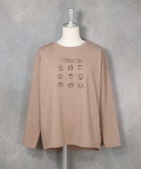 ピコ刺繍冷感プルオーバー(ベージュ）前