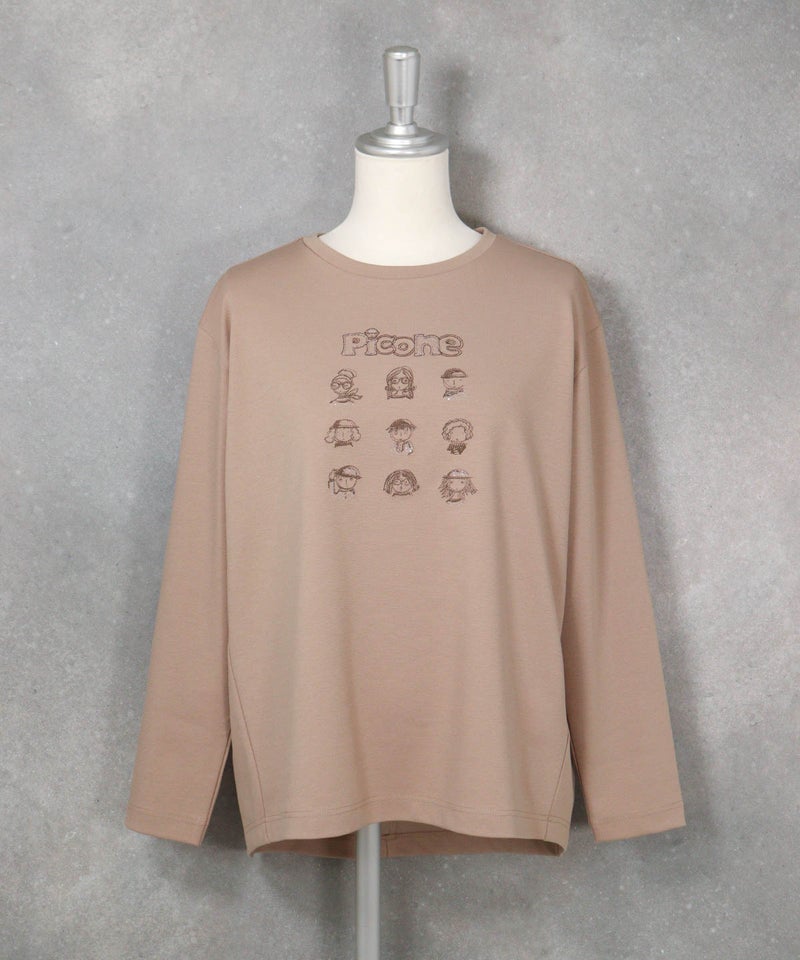 ピコ刺繍冷感プルオーバー(ベージュ）前