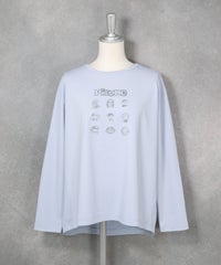 ピコ刺繍冷感プルオーバー(ライトブルー）前