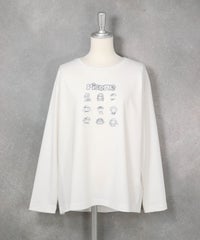 ピコ刺繍冷感プルオーバー(ホワイト）前
