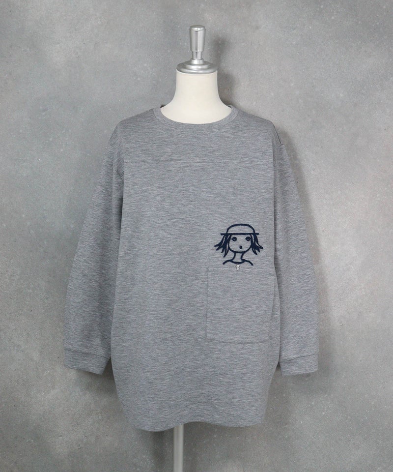 ソフトダンボール立体刺繍チュニック（グレー）前