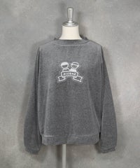 スパンコール刺繍ベロアプルオーバー(グレー)前