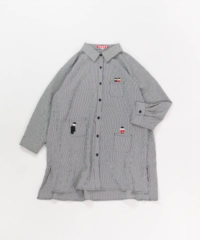オンラインストア・店舗限定商品】ギンガム柄七分袖刺繍ポケット 
