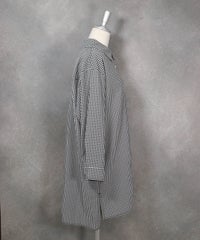 ギンガム柄七分袖刺繍ブラウス(ブラック）横
