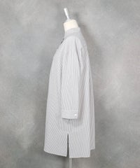 ストライプ柄七分袖刺繍ブラウス(ライトグレー)横