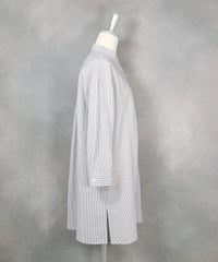 ストライプ柄七分袖刺繍ブラウス(ライトグレー)横