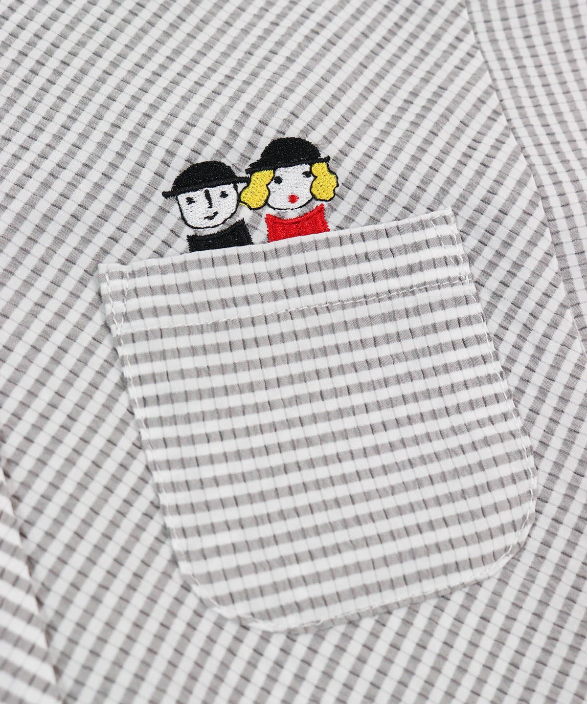 ポケットとピコ刺繍（ライトグレー）