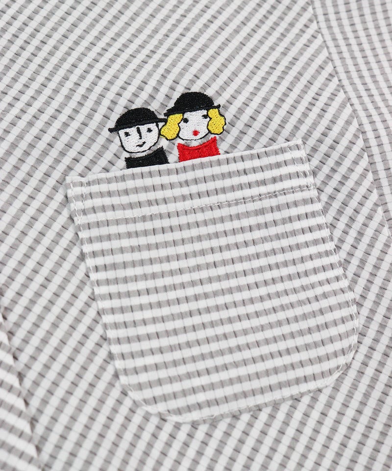 ポケットとピコ刺繍（ライトグレー）