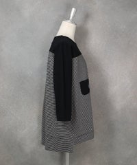 コットン100％切替ボーダープルオーバー（ブラック）横