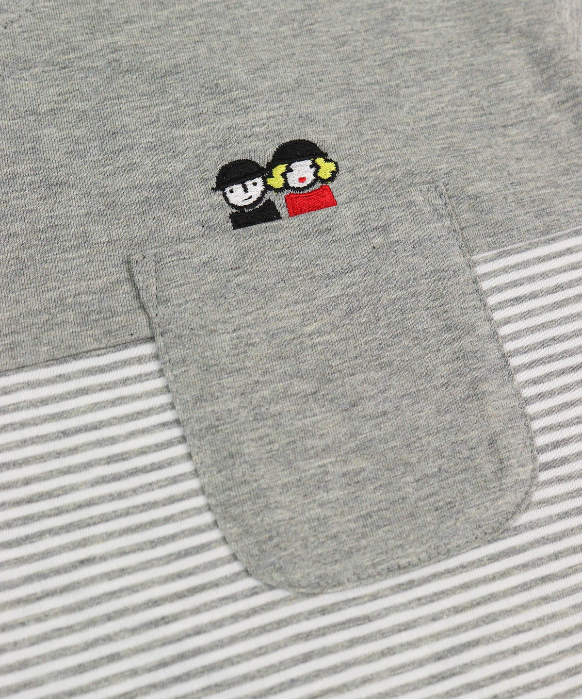ポケットとピコ刺繡（グレー）
