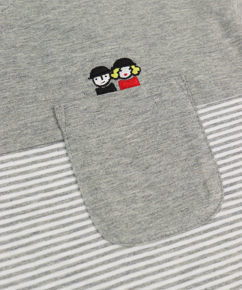 ポケットとピコ刺繡（グレー）