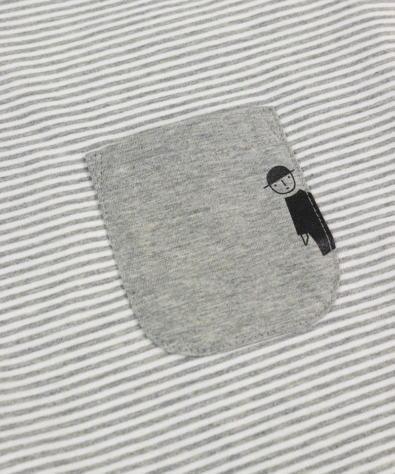 ポケットとピコ刺繍（グレー）