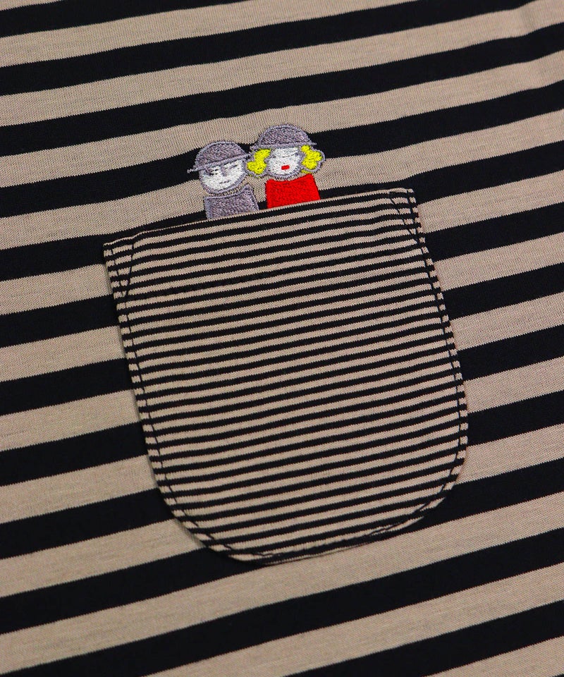 ポケットとピコ刺繍（ブラック）