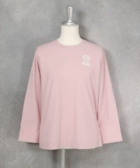 UV冷感レース袖プルオーバー(ピンク)前/袖伸ばし